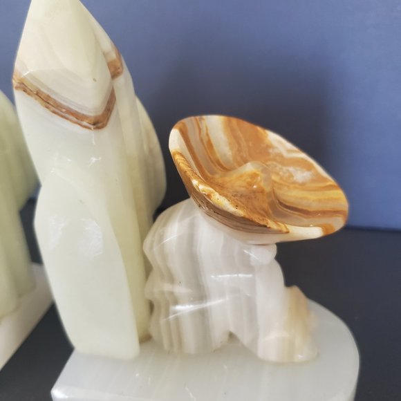 Onyx Mexican Art Bookends Siesta Cactus Office Desk Shelf Southwestern Navajo - Picture 5 of 10